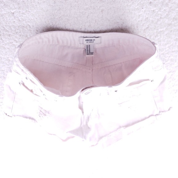 FOREVER 21 Light Pink Destroyed Raw Hem Jean Shorts Womens Size 26 High Rise - Picture 5 of 6